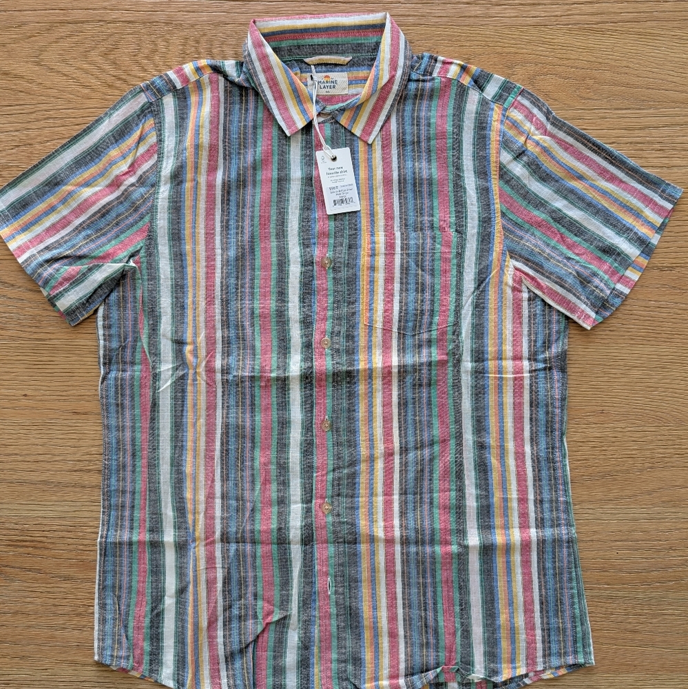 Marine Layer Bolivar Button Down Multi Strip - size Marge - new with tags
